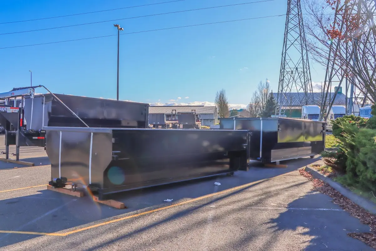Roll-off dumpster ready for waste disposal at job site for Residential Dumpster Rental in Fulton